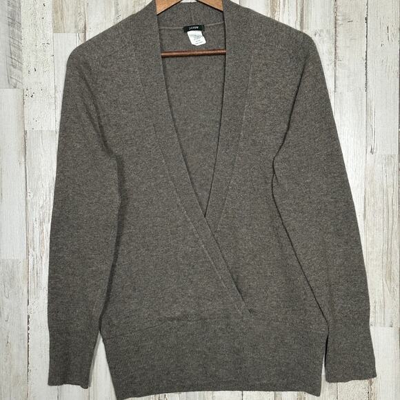 J.Crew Sweaters - J Crew Womens Wrap Sweater Med Wool Cashmere Taupe V-Neck Quiet Luxury Neutral